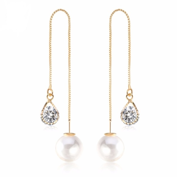 Jewelry - ❤️4 for $20 Sale❤️ Pearl CZ Earrings